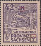 Soviet occupation zone Germany Saxony Province stamp type Post horn broken on top. Indentation in numeral 8.