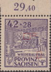 Soviet occupation zone Germany Saxony Province stamp type Additional vertical pipe on engine's boiler