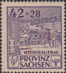 Soviet occupation zone Germany Saxony Province stamp type Vertical lines below the engine's side window connected