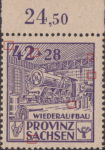 Soviet occupation zone Germany Saxony Province stamp type Letters S and A in SACHSEN connected by a dot