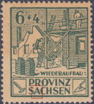 Soviet occupation zone Germany Saxony Province stamp plate flaw Prolonged lower serif on the first letter A in SACHSEN.
