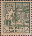 Soviet occupation zone Germany Saxony Province stamp type Colored spot on the left window frame of the right window.