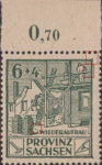 Soviet occupation zone Germany Saxony Province stamp type Colored line instead of a dot below the ladder.