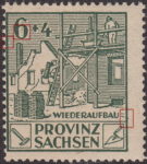 Soviet occupation zone Germany Saxony Province stamp type Horizontal lines inside numeral 6 missing.