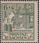 Soviet occupation zone Germany Saxony Province stamp type Dot on brick trowel. Hammer edge broken.