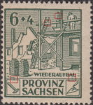 Soviet occupation zone Germany Saxony Province stamp type Colored dot on the box containing a hammer.