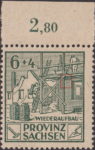 Soviet occupation zone Germany Saxony Province stamp type Colored dot on the wall, top left from the large window.