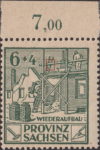 Soviet occupation zone Germany Saxony Province stamp type Colored dot at the crossing of the ladder and top railing.