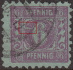 Germany Mecklenburg Vorpommern stamp plate flaw Almond-shaped deformation left from large numeral 6.