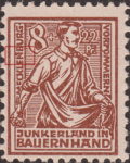 Germany Mecklenburg Vorpommern stamp plate flaw Colored spot on top of letter N in MECKLENBURG.