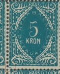 SHS Slovenia 5 krone postage due stamp error Short vertical line below the bottom left corner (crop mark).