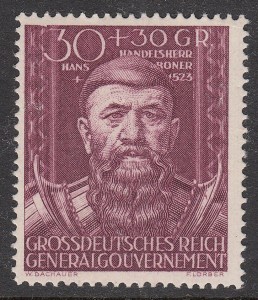 Germany Generalgouvernement Hans Boner postage stamp plate flaw