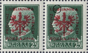 Province of Ljubljana Laibach stamp overprint flaw