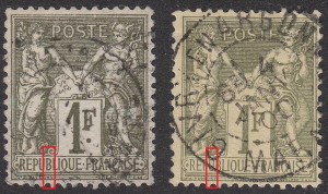 France, postage stamp Sage, types: N under B and N under U