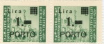 Slovene Littoral postage due stamp Narrow letter P in PORTO (narrow on the second and wide on the first stamp)