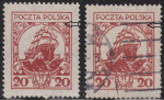 Poland ship postage stamp types