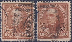 USA postage stamp Daniel Webster Types I and II