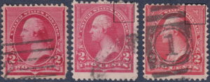 USA postage stamp Washington Types I, II and IV