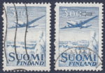 Finland postage stamp types: Types I: 16 lines and Type II: 13 lines inside zeroes