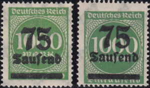 Germany hyperinflation postage stamp overprint type