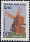 Finland stamp error: Colored dot on the right frame, next to the windmill