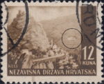 Croatia 12 kuna Klis postage stamp flaw: Croatia postage stamp plate error, 12 kn Klis