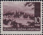 Croatia postage stamp plate error: Dot below letter V of HRVATSKA