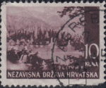 Croatia NDH postage stamp plate error: Dot below letter V of HRVATSKA