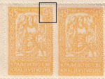 SHS Slovenia 1920 45 para postage stamp plate error: The right shield with denomination damaged