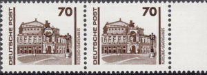 GDR DDR 1990 Opera house Dresden postage stamp plate flaw 3348II