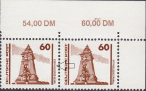 GDR DDR 1990 Kyfhäuser monument postage stamp plate flaw 3347II