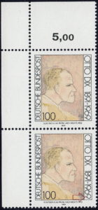 Otto Dix postage stamp error: Small dot on the second numeral 9 in 1969