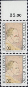 Germany 1991 Otto Dix postage stamp plate flaw 1573IV