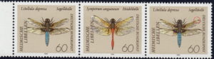Germany 1991 dragon fly Libellula depressa postage stamp flaw 1546I