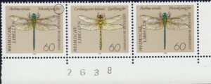 Germany 1991 dragon fly Aeshna viridis postage stamp flaw 1549I