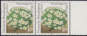 Germany 1991 Androsace helvetica postage stamp flaw