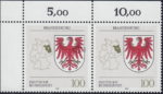 Germany 1992 coat of arms Brandenburg postage stamp error