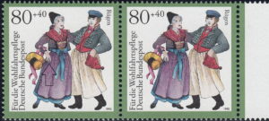Germany 1993 national costumes postage stamp flaw