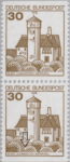 Germany, plate error on postage stamp Burg Ludwigstein Line in the bush broken