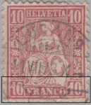 Switzerland, Sitting Helvetia, stamp error: lower inscriptions double impressed