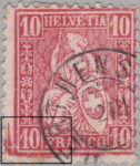 Switzerland, Sitting Helvetia, stamp error: traces of print blocks