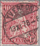 Switzerland, Sitting Helvetia, stamp error: traces of print blocks