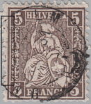 Switzerland, Sitting Helvetia, stamp error: Left borderline thick and split in the center
