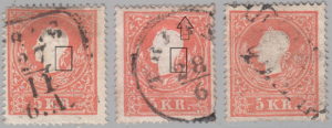 Austria 1858 5 kreutzer postage stamp types