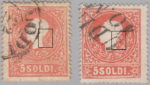 Austria Lombardy-Venetia postage 5 soldi stamp types 1 and 2