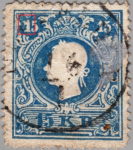 Austria 1858 stamp error: Numeral 1 in the upper left corner deformed