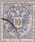 Austria Empire 1883 Doppeladler stamp flaw Letter O in Oesterr. broken at the bottom left