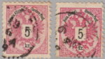 Austria Empire 1883 Doppeladler stamp flaw Letter e in Oesterr. enclosed - O8sterr