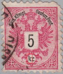 Austria Empire 1883 Doppeladler stamp flaw Letter k in kr. damaged at the bottom