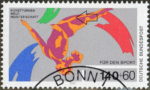 Germany postage stamp error 1989 sports Red dot on girl's leg